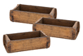 Ziegelform Holzkiste Used Look 30x15 cm - 3er Set - Vintage Deko Alt Holz Kiste