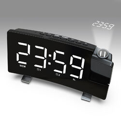 LED FM Radiowecker mit Projektion Digital Funkuhr USB Tischuhr Alarm Funkwecker