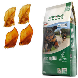 25 kg Bewi Dog Basic Menu + 4 Rinderohren