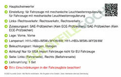 Scheinwerfer H11+Hb3 Set Links + Rechts