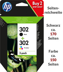 Original HP 302 XL Schwarz Multipack Set Tinte Patronen Druckerpatronen OVP NEUOriginal✔️Blitzversand aus DE✔️Alles aus einer Aktion✔️