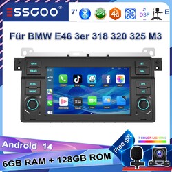 Android14 Autoradio Carplay DSP GPS Navi 6+128GB Für BMW E46 3er 318 320 325 KAM