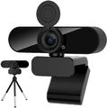USB Webcam 1080p HD mit Mikrofon WebKamera für Videochat Aufnahme PC Laptop