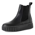 Tamaris Stiefelette Schwarz Leder Plateau Chelsea Slip IN Stiefel Gummizug Boot
