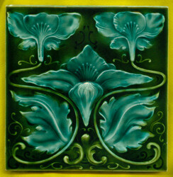 Jugendstil Fliese Kachel, Art Nouveau Tile, Tegel, Richards England, Mohn Poppy