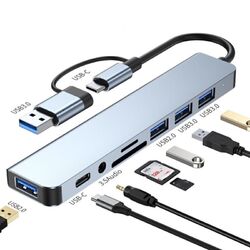 USB C Hub 8 in 1 Adapter USB 3.0 2.0 PD Verteiler Splitter TV Notebook Laptop DE