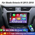 6+128G Android14 Carplay DAB+Für Skoda Octavia III 2013-2018 Autoradio GPS Navi