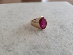 Toller Siegelring Ring mit synthetischem Rubin 585er Gold antik