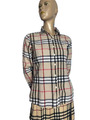 Hemdbluse Burberry brit Baumwolle Bluse beige rot schwarz kariert Hemd 38 40