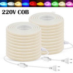 230V Neon COB LED Stripe Streifen Lichterkette Dimmbar Wasserdicht Lichtband