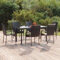 vidaXL 7-tlg. Garten-Essgruppe Schwarz Poly Rattan