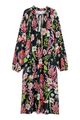 H&M Damen Midi Kleid aus Kreppstoff Langarm Blumen Muster Floral Gr 40