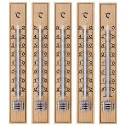 5 Stück Holz Thermometer Set Analog für Innen Zimmer Wohnung Temperaturmesser