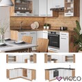 Eckküche Küchenzeile Einbauküche Fame-Line Eiche Weiß 190 cm modern Vicco