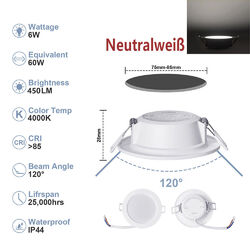 6X-60X LED Einbaustrahler Decken Leuchte Flach Strahler Dimmbar Einbau Spot 230V