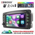 DAB+ Autoradio Carplay 2+64G Android 13 GPS Kam Für Benz C/CLK Klasse W209 W639
