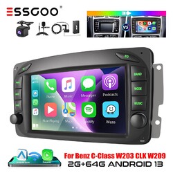 DAB+ Autoradio Carplay 2+64G Android 13 GPS Kam Für Benz C/CLK Klasse W209 W639