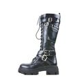 STAR ROCK DESIGNER DAMEN STIEFEL PLATEAUSCHUHE TOP PUNK-GOTHIC WORKER BOOTS