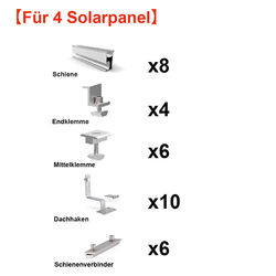 Montage Set PV Solarpanel Halterung Befestigung Photovoltaik Ziegeldach Schiene