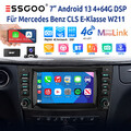 Android 14 4+64G 7" Autoradio DAB+ Carplay 4G LET Für Mercedes CLS E-Klasse W211