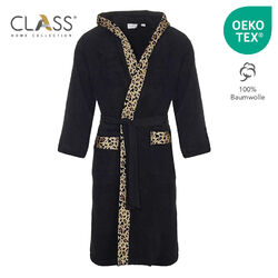 Bademantel Damen Herren Saunamantel Morgenmantel Kapuze Leopard Baumwolle Unisex