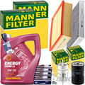 MANN INSPEKTIONSPAKET+5L MANNOL NRG 5W-30 ÖL passend für AUDI A4 B6 B7 1.6+2.0
