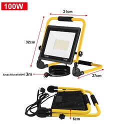 100W 200W Fluter LED Flutlicht Scheinwerfer Baustrahler mit Stativ und Stecker