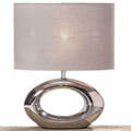 Design Tischleuchte E14 Tischlampe Keramik Silber Grau Weiß Schreibtischlampe