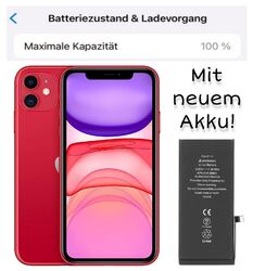 Apple iPhone 11 - 64 128 256 GB - Schwarz Rot Weiß Violett Grün - NEUE BATTERIE