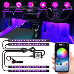 LED RGB Ambientebeleuchtung Auto Innenbeleuchtung Fußraumbeleuchtung App-Control🔥4x RGB 48LED  🔥Auto Ambiente  🔥Innenraumbeleuchtung