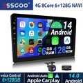 9 Zoll 2 DIN 6+128G Android 14 Autoradio GPS Navi RDS BT WIFI DAB Carplay Kamera