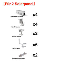 Solar Halterung Photovoltaik Ziegeldach Montage PV Modul Befestigung Schiene Set