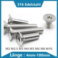 Senkkopf Innensechskant Schrauben Edelstahl V4A Größe M2 M2.5 M3 M4 M5 M6 M8 M10