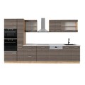 Küchenzeile Vicco R-Line 350 cm mit Hochschrank, AP Marmor
