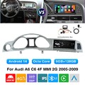 Für Audi A6 C6 4F MMI 2G 2005-2009 Carplay 4G Autoradio 6+128GB NAVI Android 14