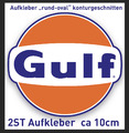 Gulf Logo  "rund-oval" ca.10cm Kontur geschnitten 2ST AUFKLEBER  NEU rar selten!