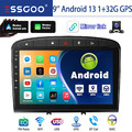 9" Android 13 Autoradio 32G DAB+ GPS Navi  KAM RDS Für Peugeot 308 408 2010-2013