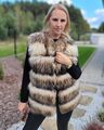 Pelzweste aus echtem Waschbär Fell Raccoon Pelz Weste Gilet Ärmellose Pelzjacke