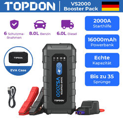 TOPDON VS2000 Starthilfe 12V Powerbank Auto Jump Starter 2000A Ladegerät Booster