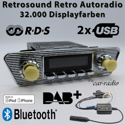 Retrosound Motor-6 DAB+ VW Karmann Ghia Chrom Ivory Retro Autoradio 306C078068