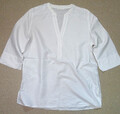 Hübsche Eterna Tunika Bluse Gr.38 Weiß 3/4 Ärmel V-Ausschnitt Leinen+Baumwolle