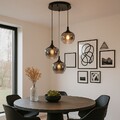 Pendellampe Hängeleuchte Wohnzimmerlampe Glas rauchfarben 3 flammig LED H 120 cm