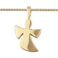 moderner Echt Gold 585 14 Kt Schutz Engel Anhänger mit Silber 925 Kette vergold