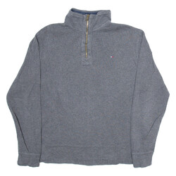 Tommy Hilfiger Herren Pullover Grau 1/4 Zip Tight Knit M