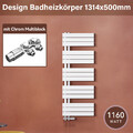 Design Badheizkörper Flachheizkörper Handtuchwärmer 1314x500mm mit Chrom Ventil