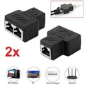 2x RJ45 Y Netzwerk Lan Verteiler Adapter 1zu2 Splitter Cat6A Ethernet Kabel NEU