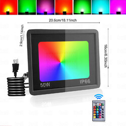 2x LED Fluter RGB mit Stativ 10/20/30/50W Scheinwerfer Baustrahler Außenstrahler