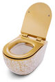 Weiss Gold Wand Hänge WC Spülrandlos Toilette abnehmbarer WC Sitz mit Softclose