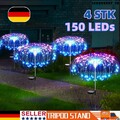 4x 150LED Solarleuchte Feuerwerk Licht Lichterkette Solarlampe Außen Deko NEU