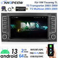 DAB+ Android 13 Autoradio Carplay Für VW Touareg T5 Multivan Transporter GPS Nav